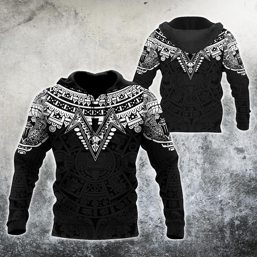 Aztec Mexico Black Pattern 3D Hoodie, T-Shirt, Zip Hoodie, Sweatshirt For Men and Women