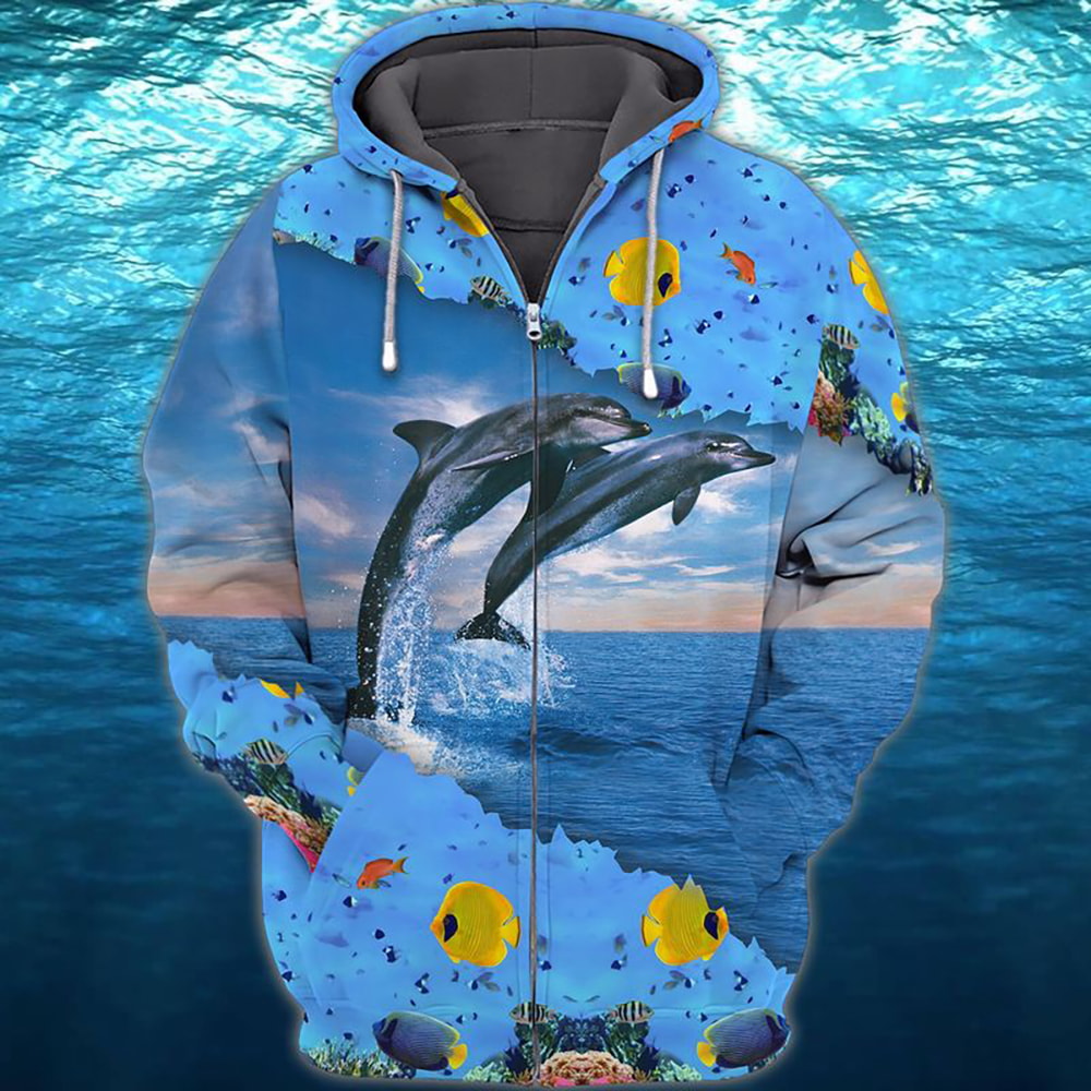 Beautiful Dolphins Ocean 3D Hoodie, T-Shirt, Zip Hoodie, Sweatshirt For Men and Women