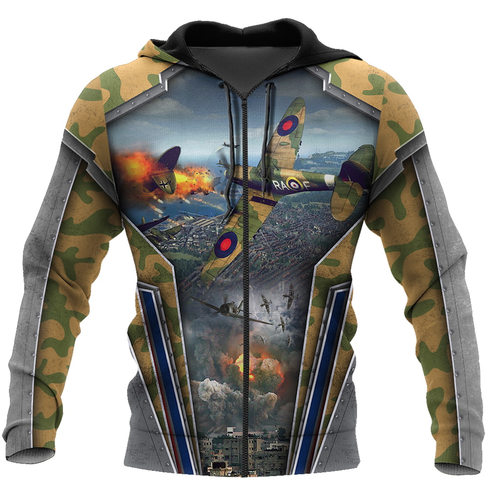Air Force Aircraft Supermarine Spitfire Camo 3D Hoodie, T-Shirt, Zip Hoodie, Sweatshirt,For Men and Women