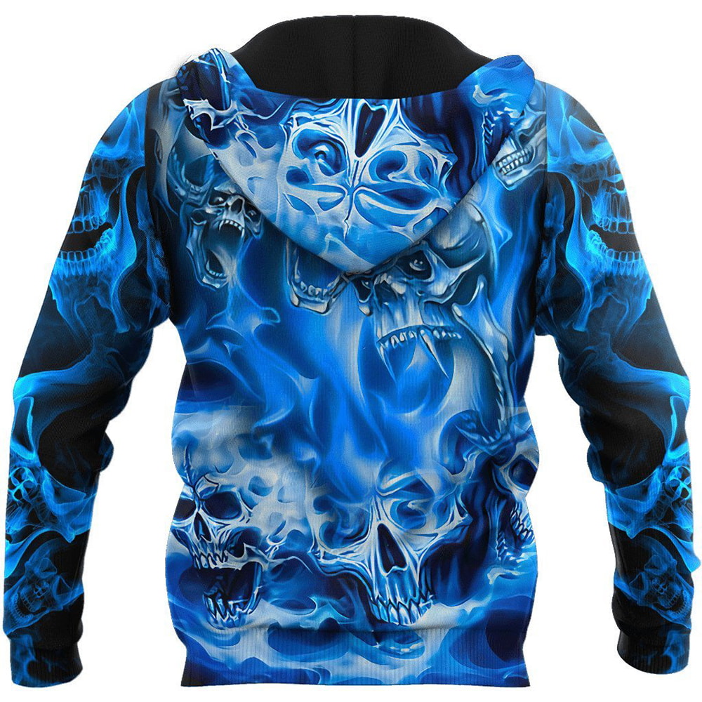 Blue Skulls 3D Hoodie, T-Shirt, Zip Hoodie, Sweatshirt For Men And Women