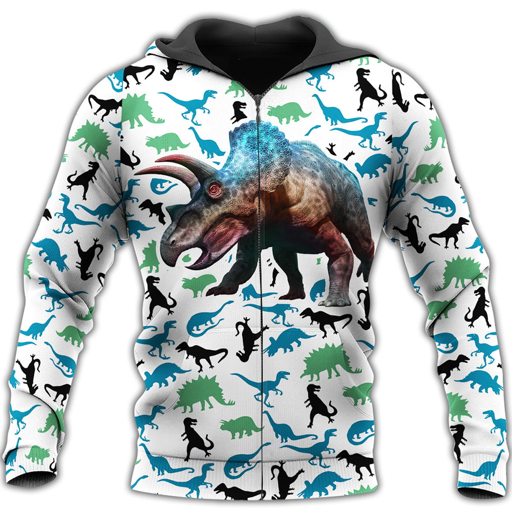 Colorful Dinosaur Pattern 3D T-Shirt, Hoodie, Zip Hoodie, Sweatshirt For Mens And Womans