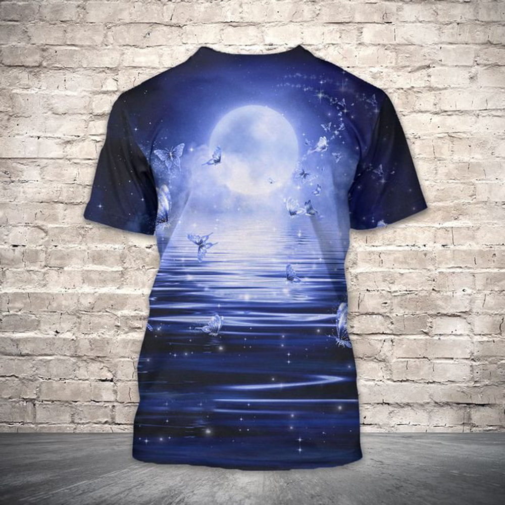 Beautiful Dolphin And Butterfly In The Full Moon Night 3D T-Shirt, Hoodie, Zip Hoodie, Sweatshirt Mens And Womans