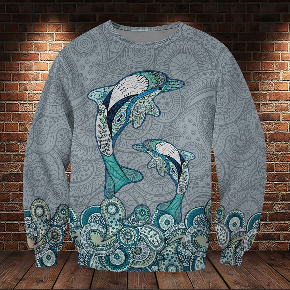 Cute Dolphin Mandala Ocean Pattern 3D Hoodie, T-Shirt, Zip Hoodie, Sweatshirt For Men And Women