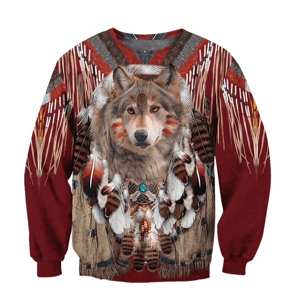 Amazing Wolf Native American 3D Hoodie, T-Shirt, Zip Hoodie, Sweatshirt For Men and Women