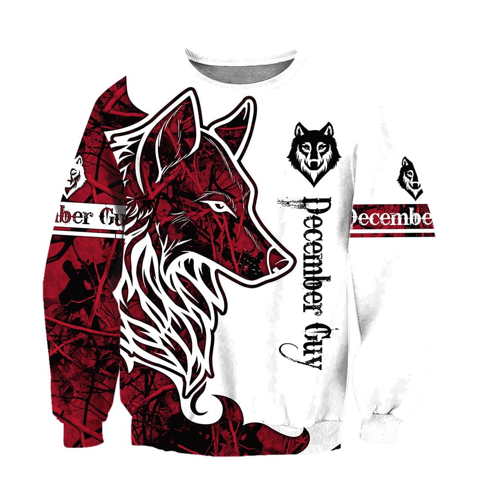 December Guy Wolf Red 3D Hoodie, T-Shirt, Zip Hoodie, Sweatshirt For Men and Women