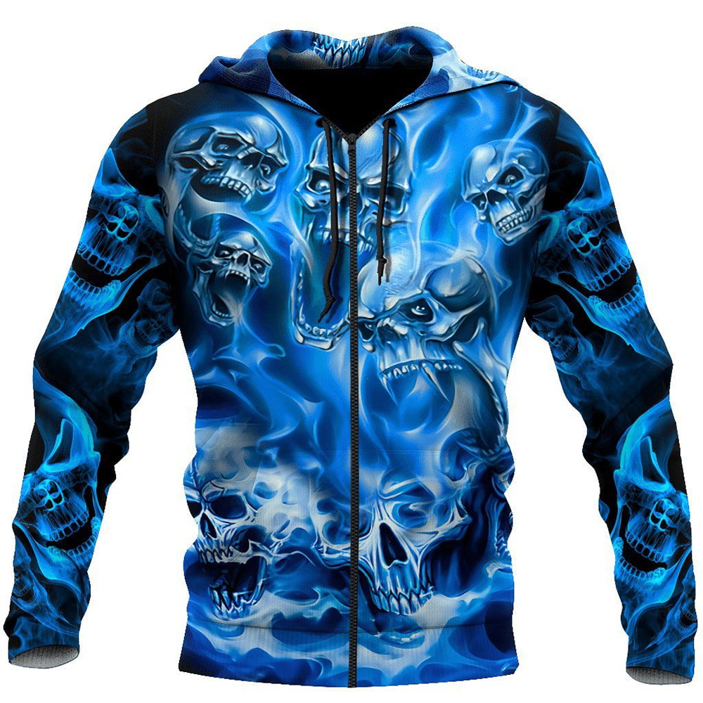 Blue Skulls 3D Hoodie, T-Shirt, Zip Hoodie, Sweatshirt For Men And Women