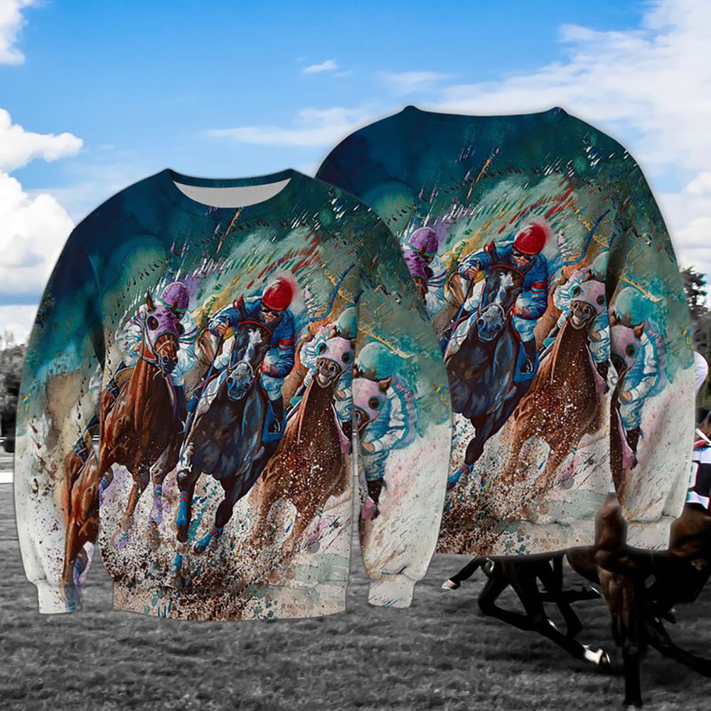 Colorful Horse Racing 3D Hoodie, T-Shirt, Zip Hoodie, Sweatshirt For Men And Women