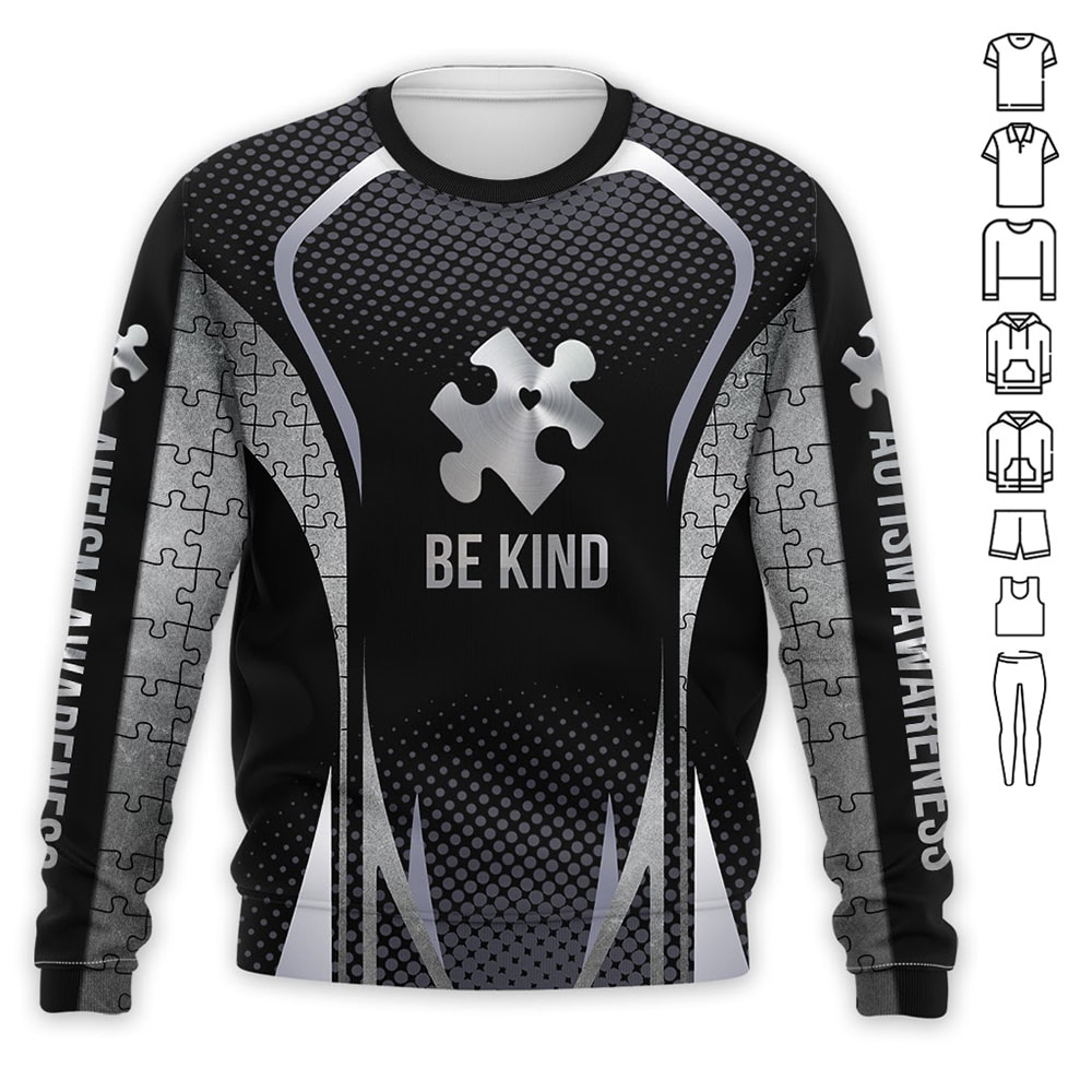 Be Kind Silver Puzzle 3D Hoodie, T-Shirt, Zip Hoodie, Sweatshirt For Men And Women