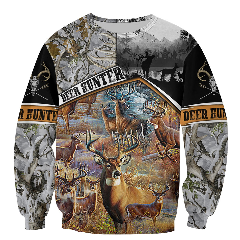Deer Hunting Camo 3 3D T-Shirt, Hoodie, Zip Hoodie, Sweatshirt For Mens And Womans
