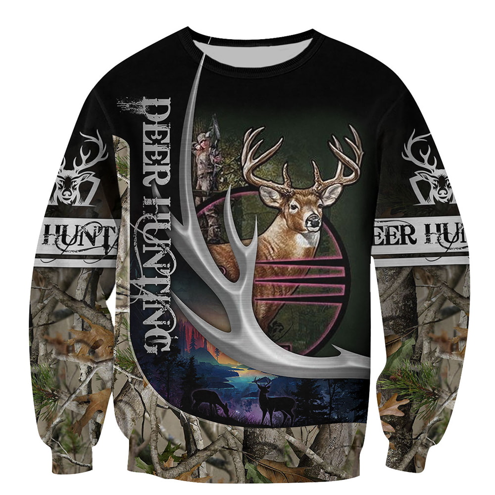 Deer Hunting Camo 3D T-Shirt, Hoodie, Zip Hoodie, Sweatshirt For Mens And Womans