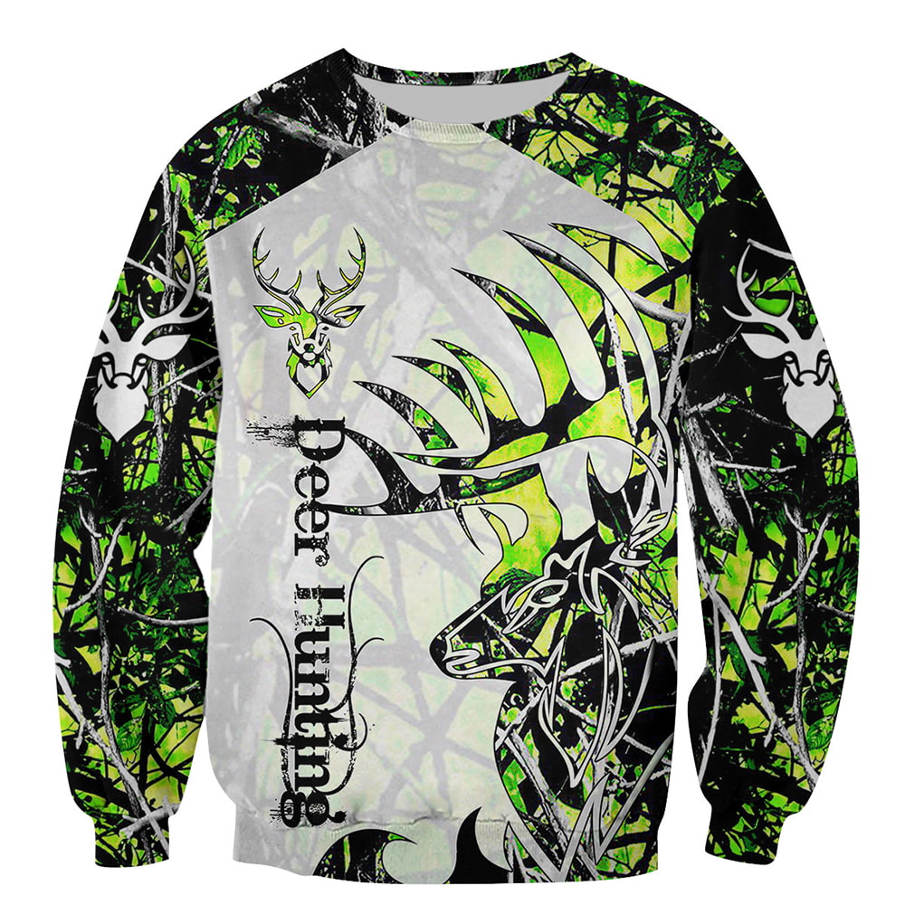 Deer Hunting Green Camo 3D T-Shirt, Hoodie, Zip Hoodie, Sweatshirt For Mens And Womans