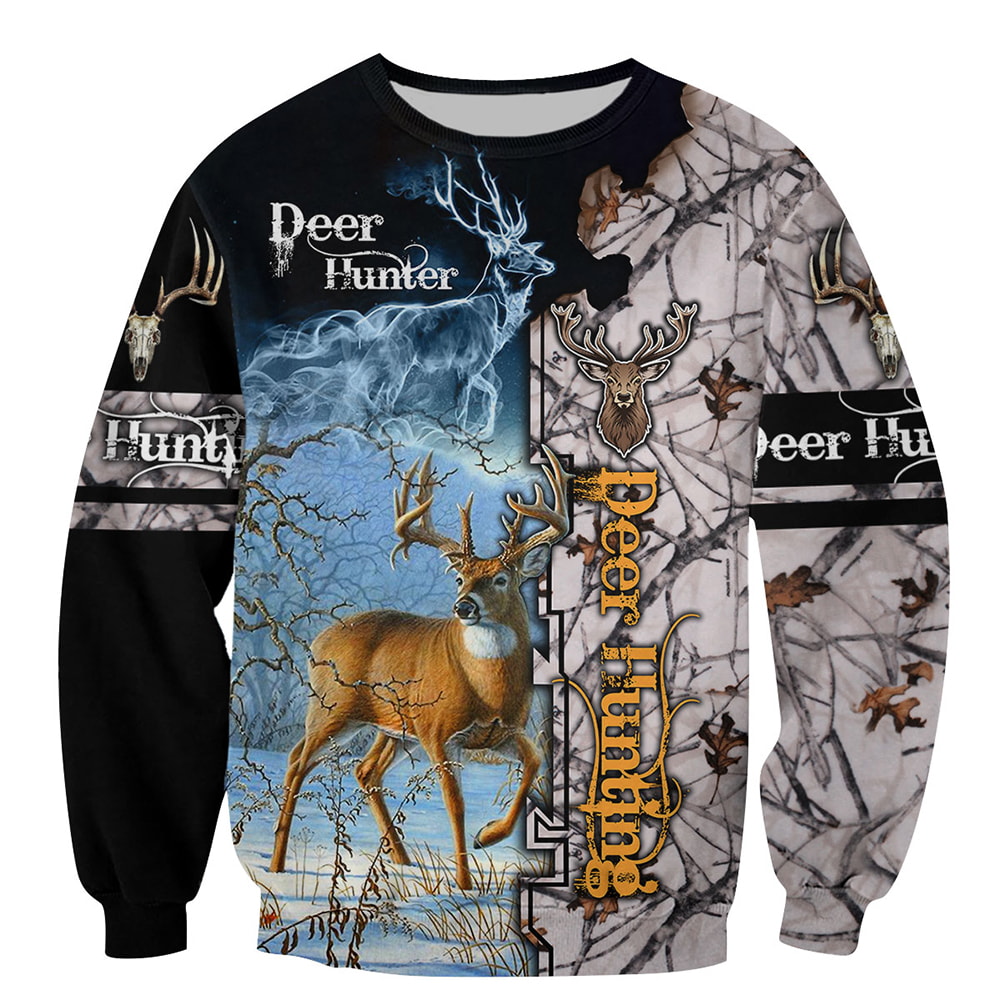 Deer Hunting In The Winter 2 3D T-Shirt, Hoodie, Zip Hoodie, Sweatshirt For Mens And Womans