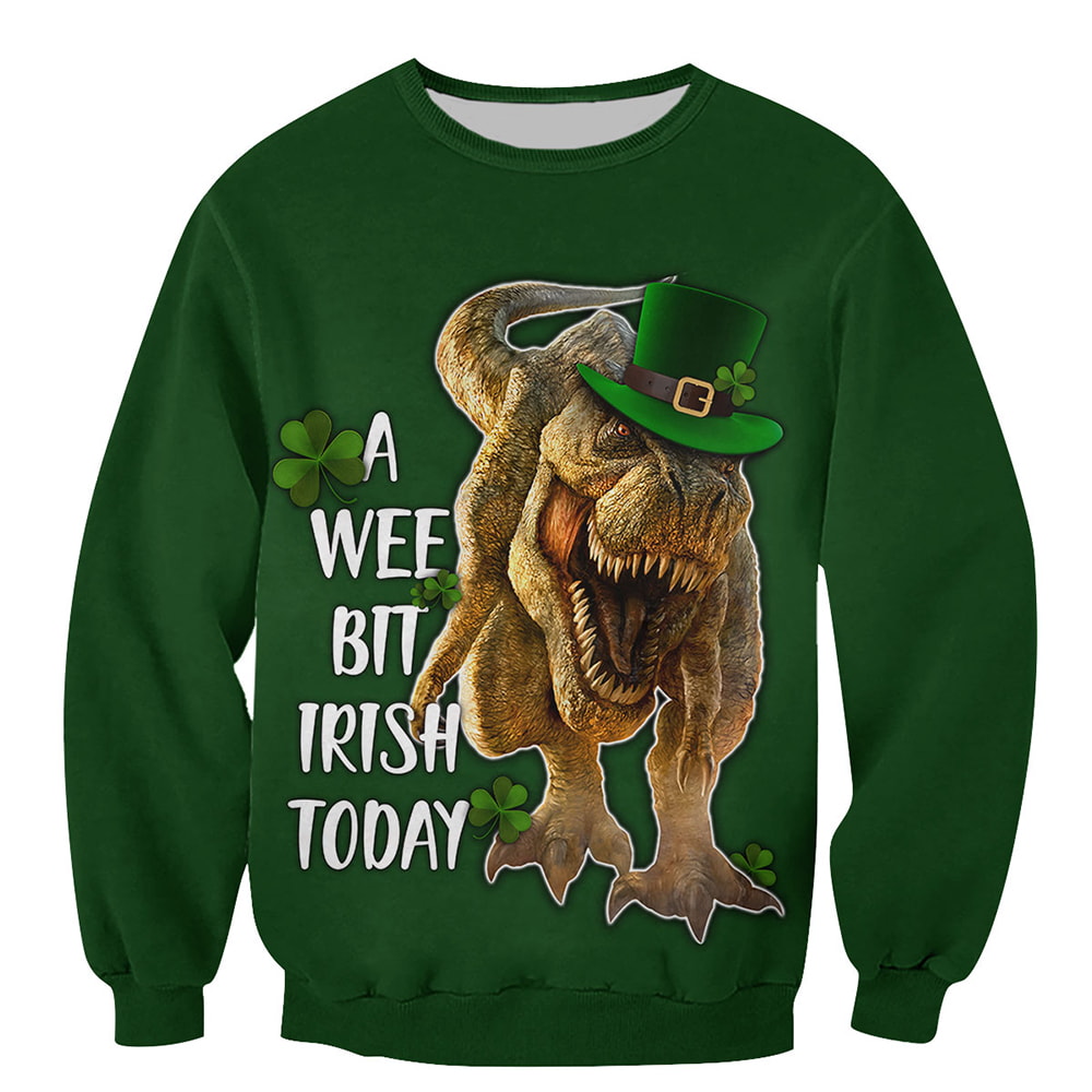 Dinosaur A Wee Bit Irish Today 3D T-Shirt, Hoodie, Zip Hoodie, Sweatshirt For Mens And Womans