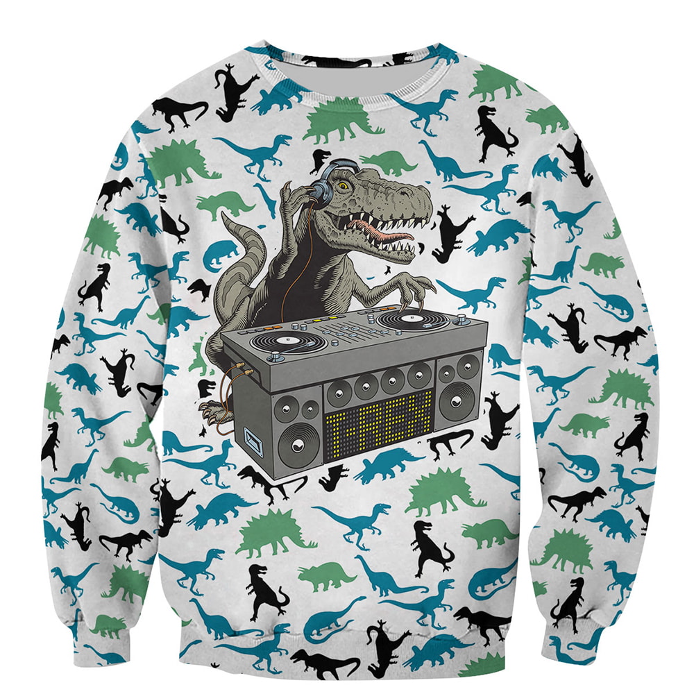 DJ Dinosaur 3D T-Shirt, Hoodie, Zip Hoodie, Sweatshirt For Mens And Womans