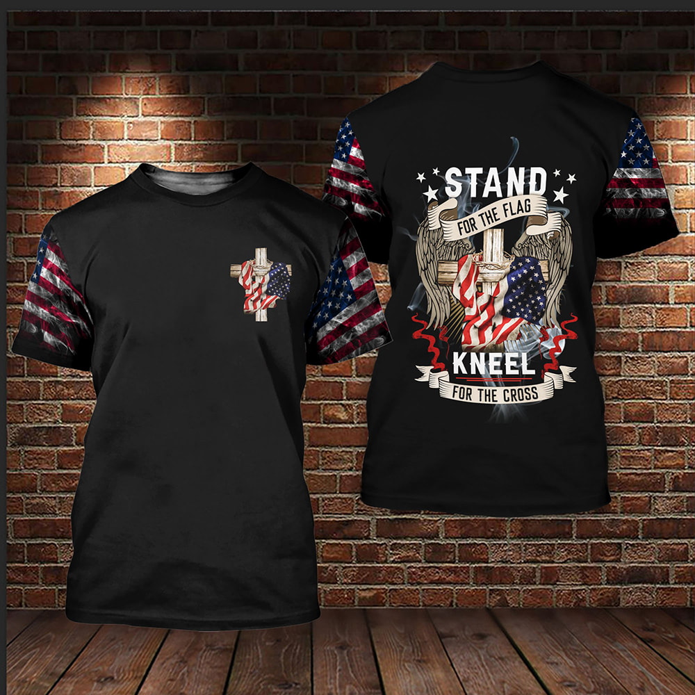 America Stand For The Flag Kneel For The Cross 3D Hoodie, T-Shirt, Zip Hoodie, Sweatshirt For Men and Women