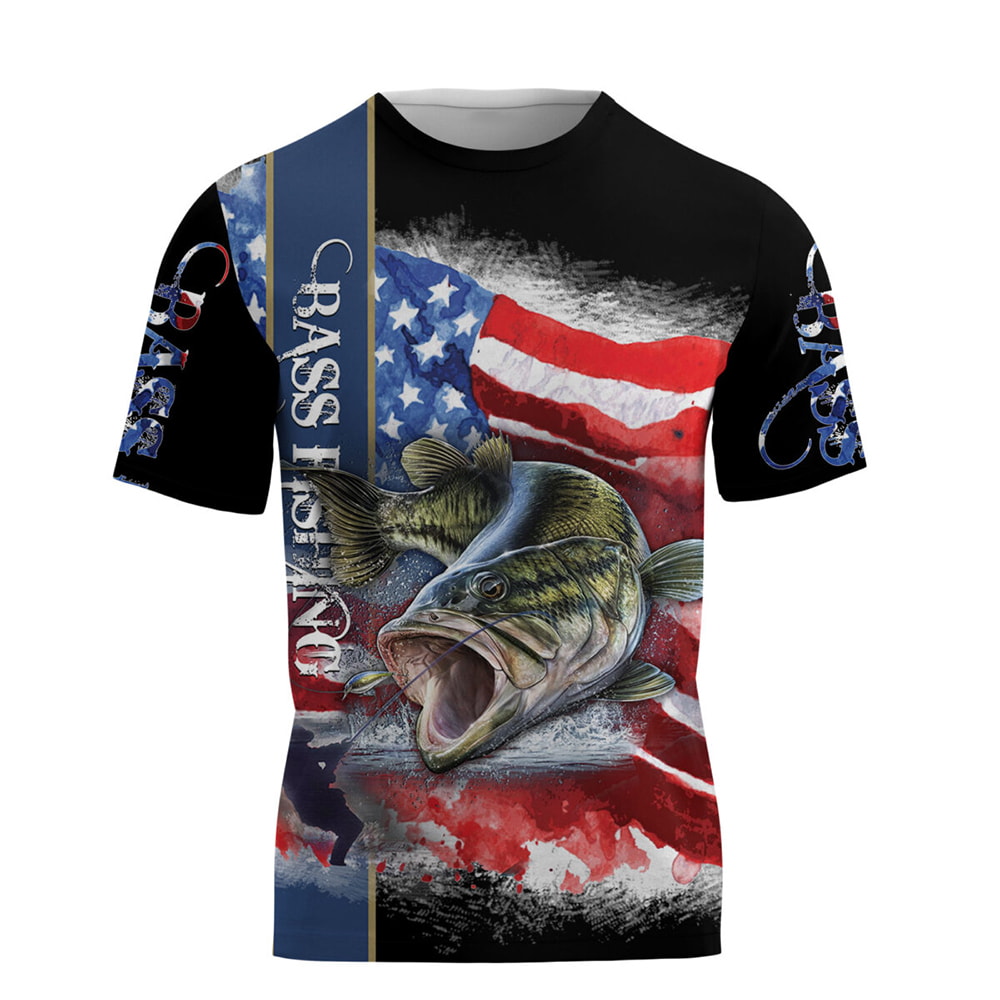 Bass Fishing US Flag Hook 3D Hoodie, T-Shirt, Zip Hoodie, Sweatshirt For Men and Women