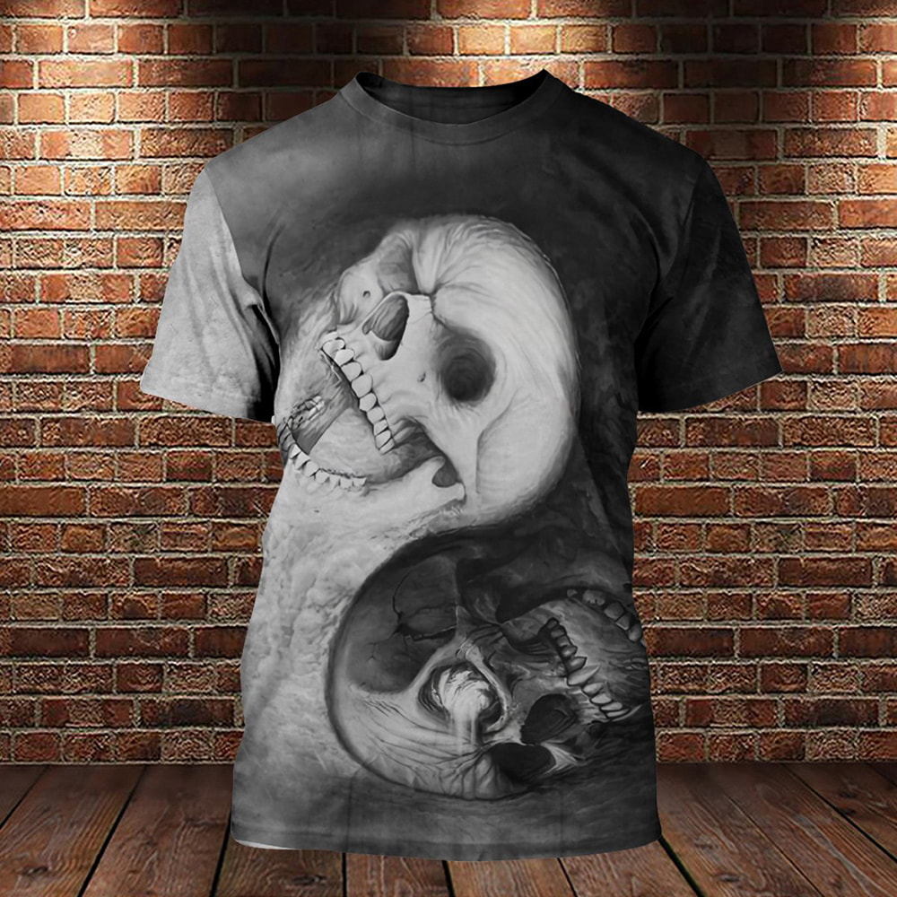 Black & White Skull Yinyang 3D Hoodie, T-Shirt, Zip Hoodie, Sweatshirt For Men And Women