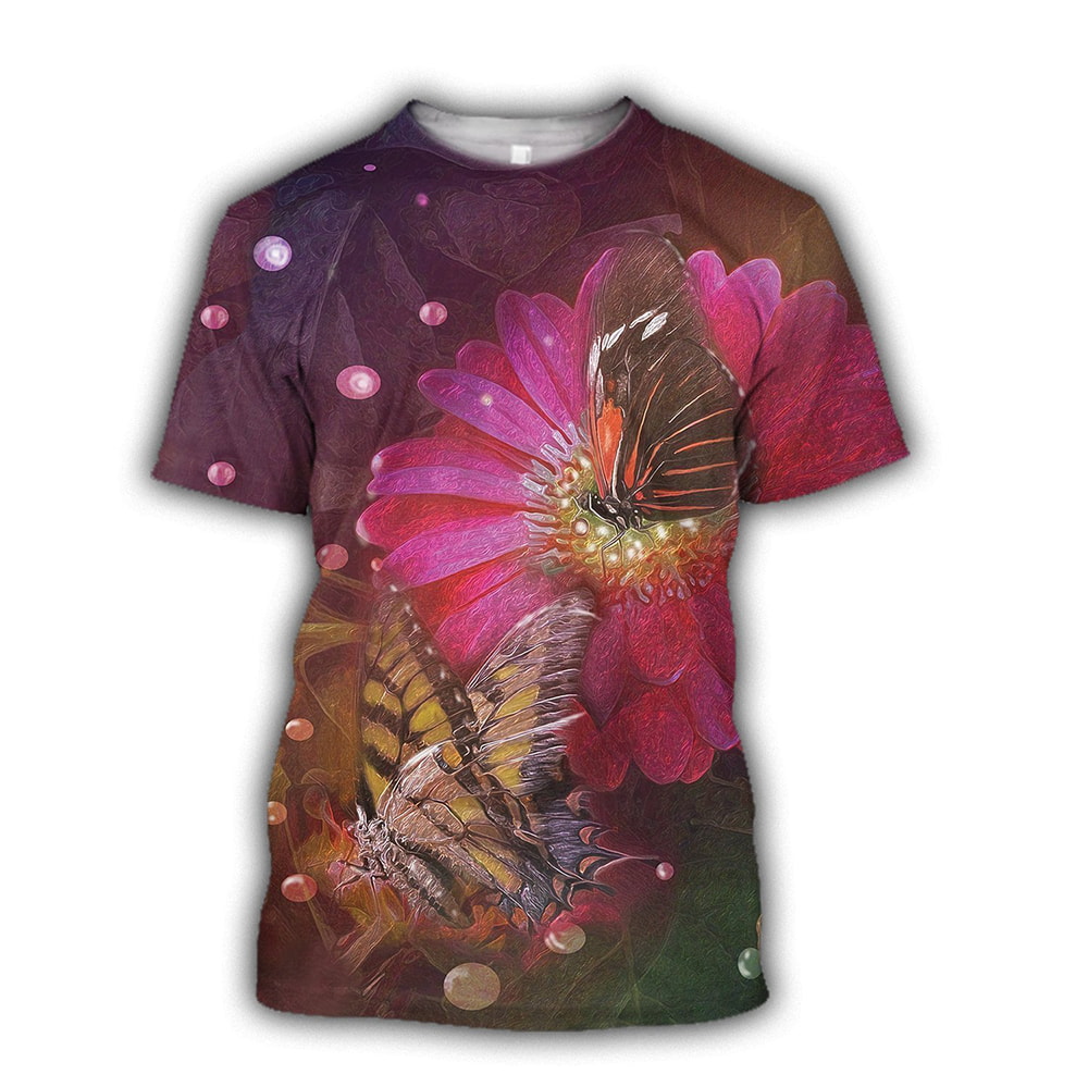 Butterfly Pink Flower Sweet Garden 3D Hoodie, T-Shirt, Zip Hoodie, Sweatshirt For Men and Women