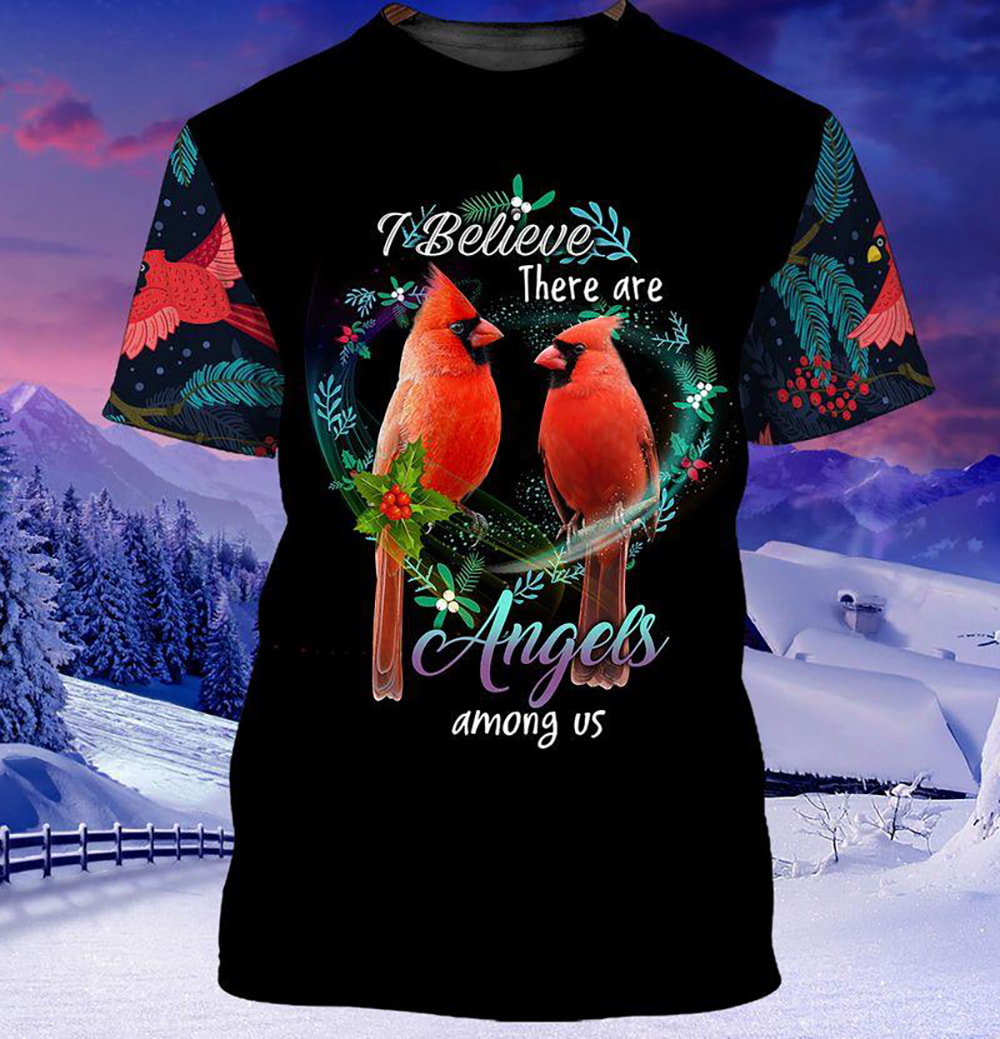 Cardinal There Are Angels I Believe 3D Hoodie, T-Shirt, Zip Hoodie, Sweatshirt For Men and Women