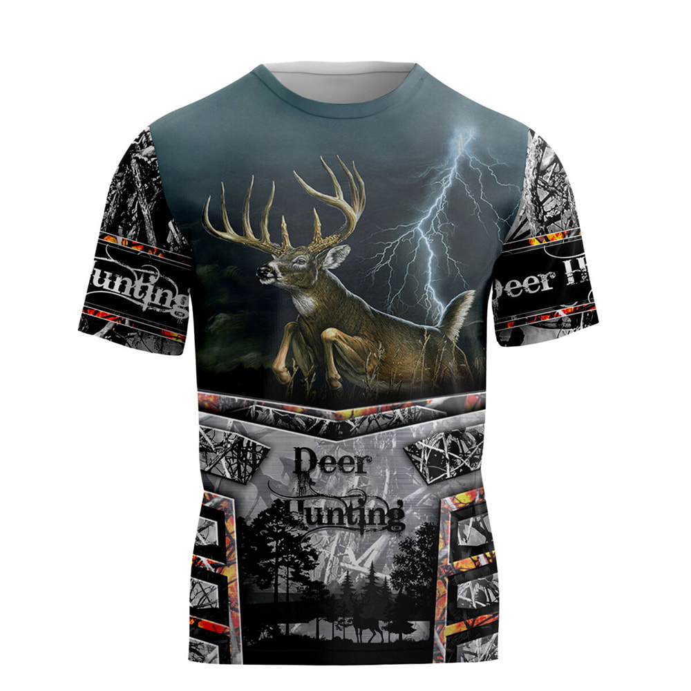 Deer Hunting Art Thunder Forest 3D Hoodie, T-Shirt, Zip Hoodie, Sweatshirt For Men and Women