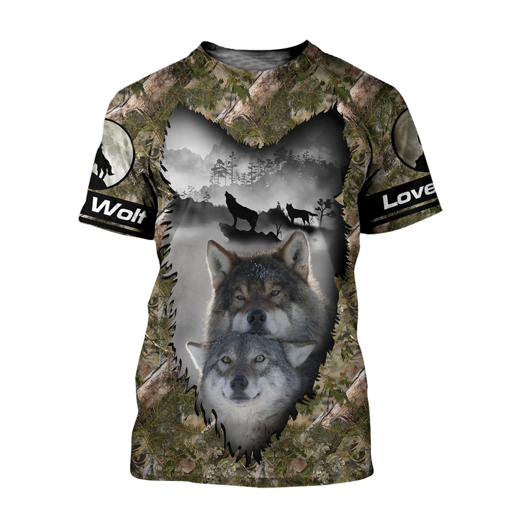 Cute Wolf Couple 3D T-Shirt, Hoodie, Zip Hoodie, Sweatshirt For Mens And Womans