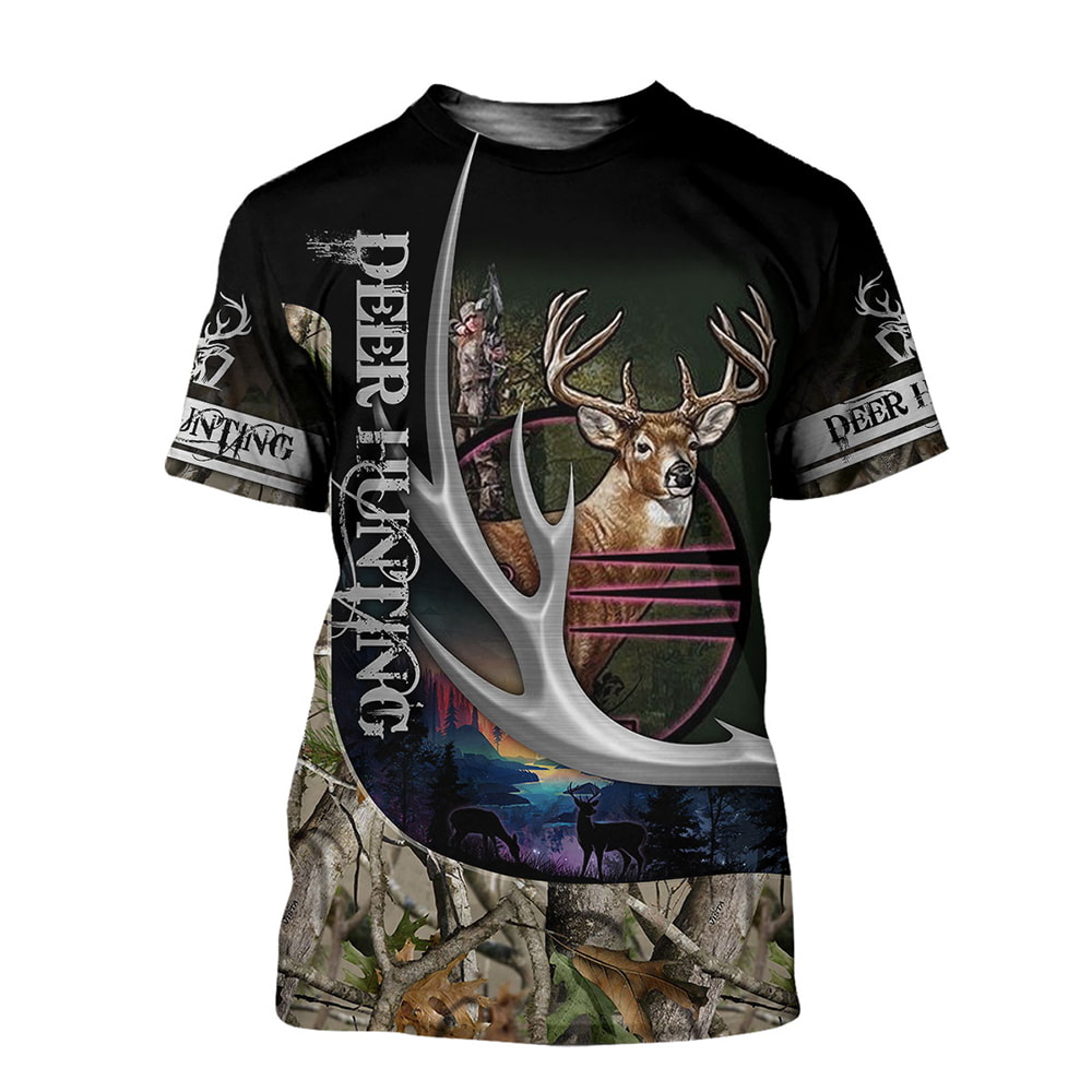 Deer Hunting Camo 3D T-Shirt, Hoodie, Zip Hoodie, Sweatshirt For Mens And Womans