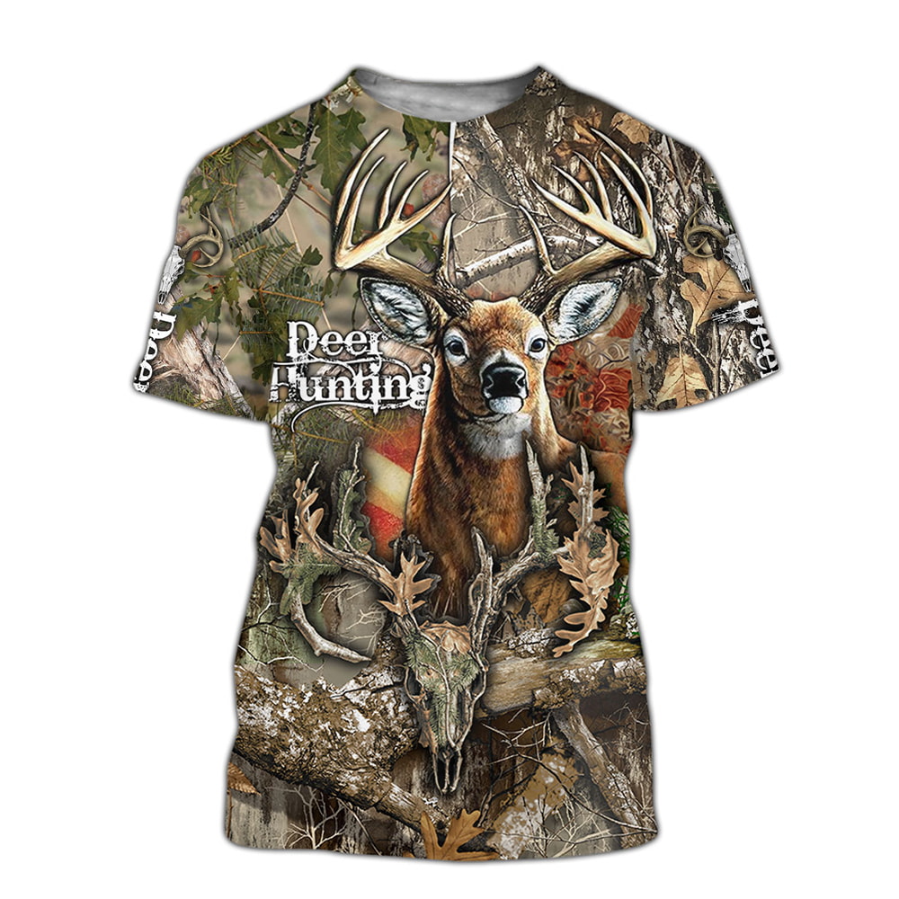Deer Hunting Deer Skull 3D T-Shirt, Hoodie, Zip Hoodie, Sweatshirt For Mens And Womans