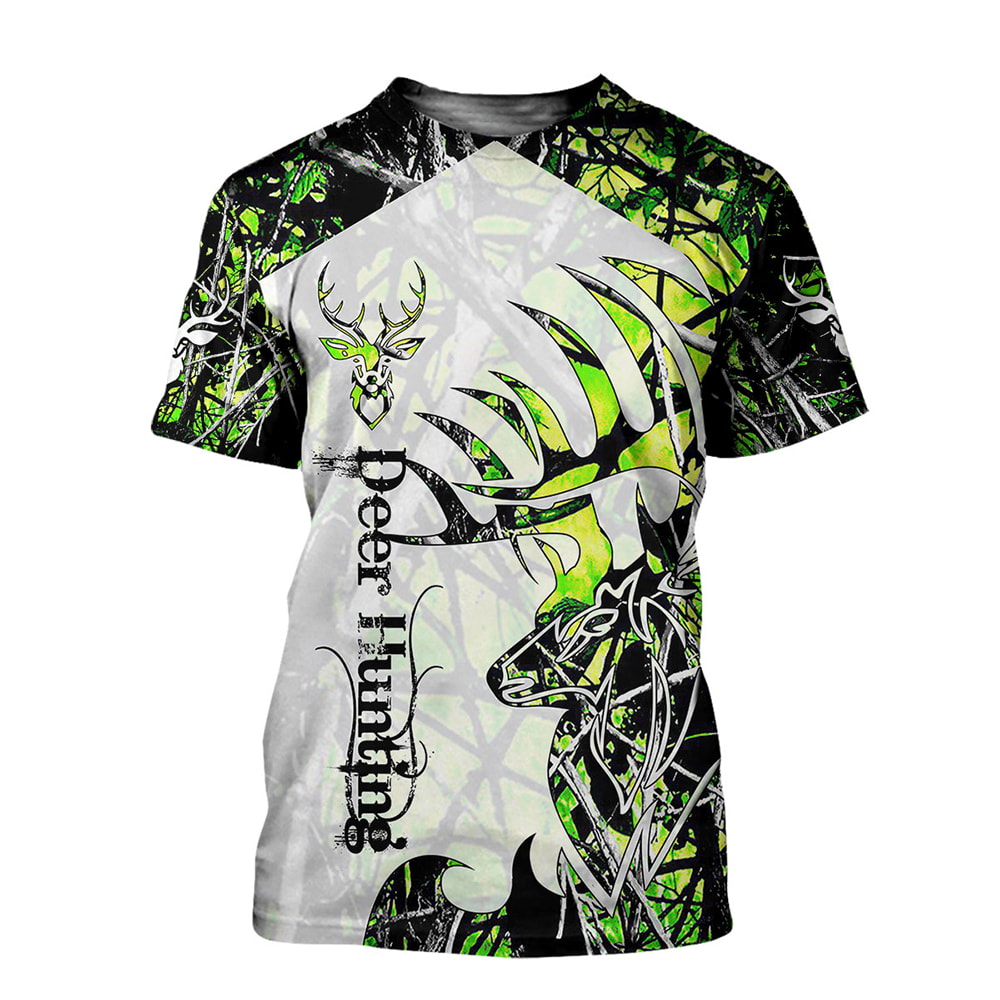 Deer Hunting Green Camo 3D T-Shirt, Hoodie, Zip Hoodie, Sweatshirt For Mens And Womans
