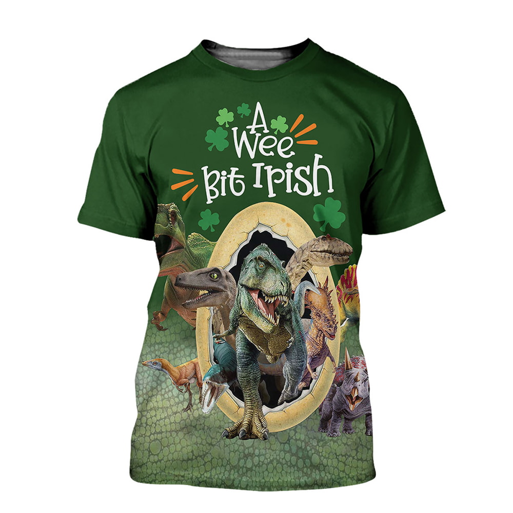 Dinosaur Running Out From Egg A Wee Bit Irish 3D T-Shirt, Hoodie, Zip Hoodie, Sweatshirt For Mens And Womans