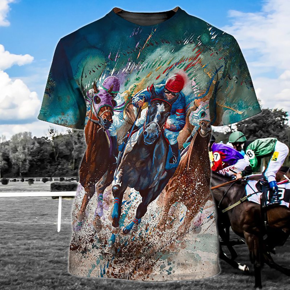 Colorful Horse Racing 3D Hoodie, T-Shirt, Zip Hoodie, Sweatshirt For Men And Women