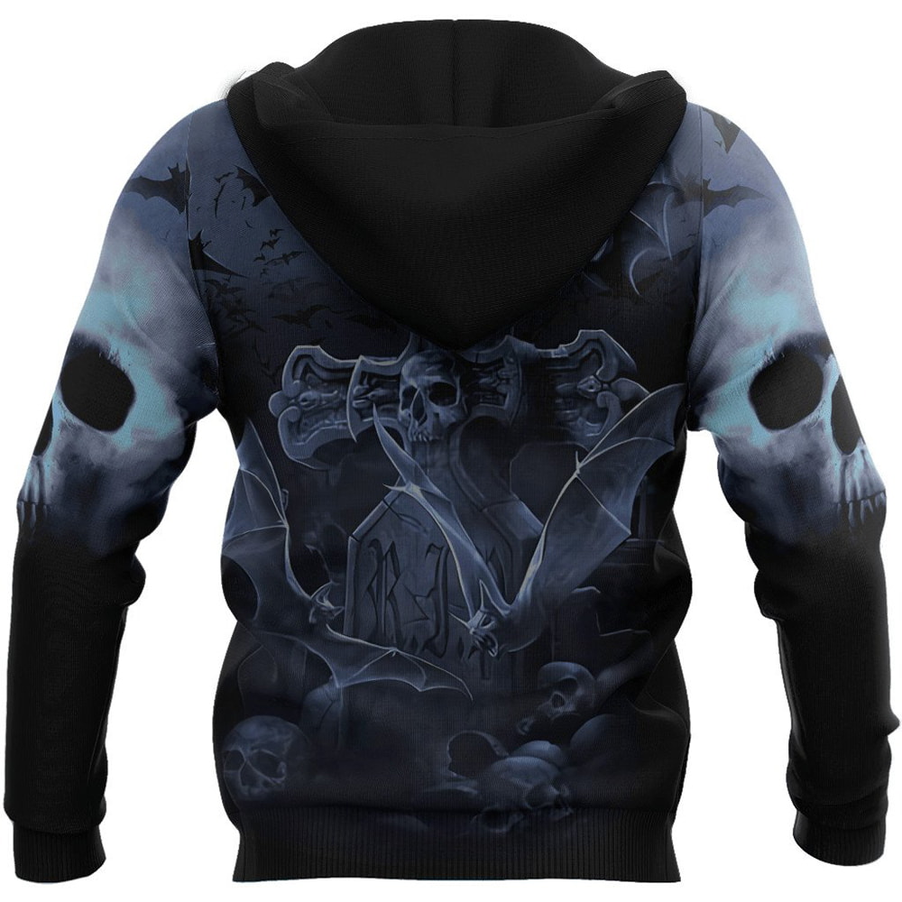 Bat Terrifying Scrary Night Cemetery 3D Hoodie, T-Shirt, Zip Hoodie, Sweatshirt For Men and Women