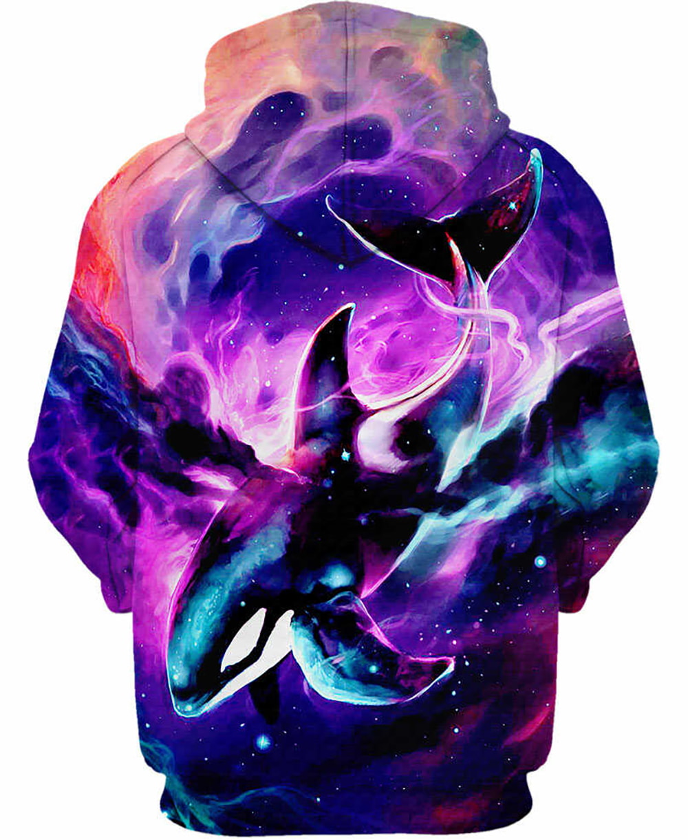 Cosmic Waves Orca Swimming 3D Hoodie, T-Shirt, Zip Hoodie, Sweatshirt For Men and Women