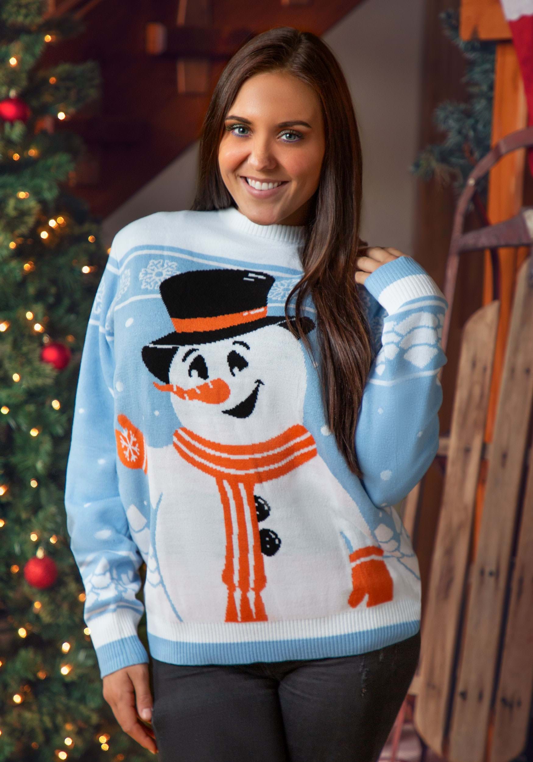 Friendly Snowman Adult Ugly Christmas Sweater