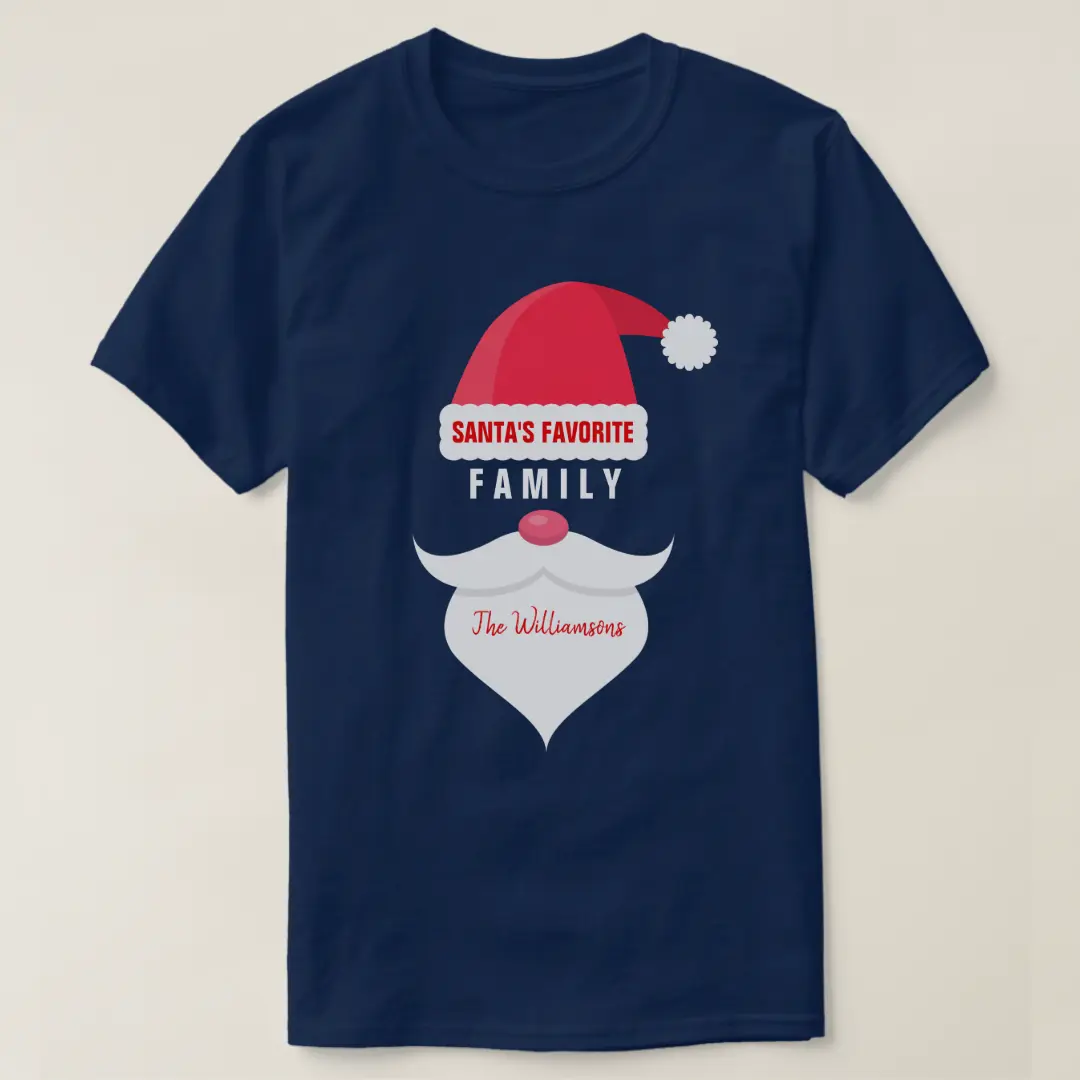 Funny Christmas Santa's Favorite Family Custom T-Shirt