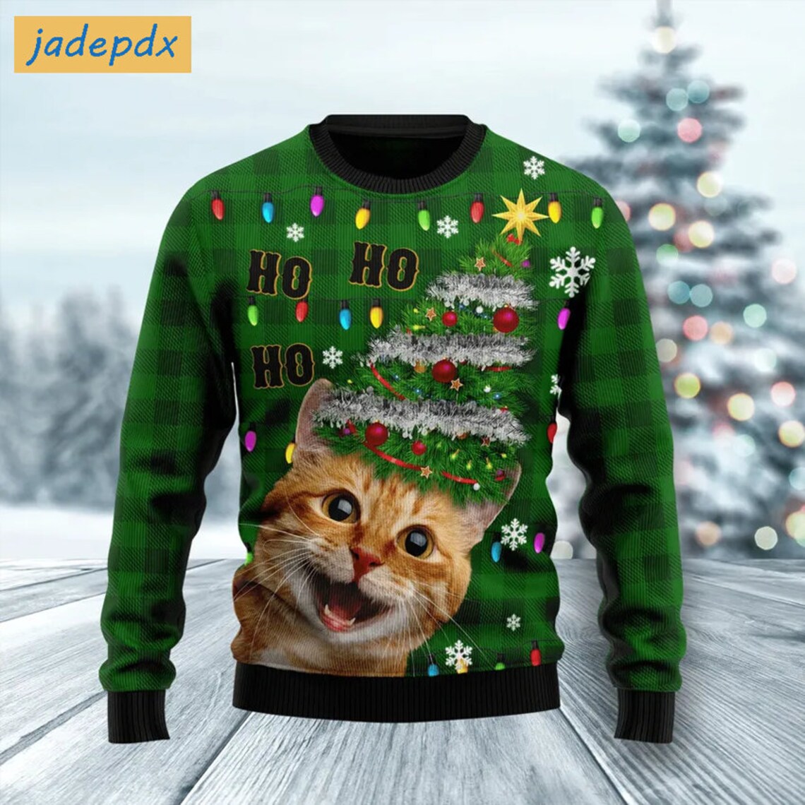 Funny Cat Christmas Tree Ugly Christmas Sweater