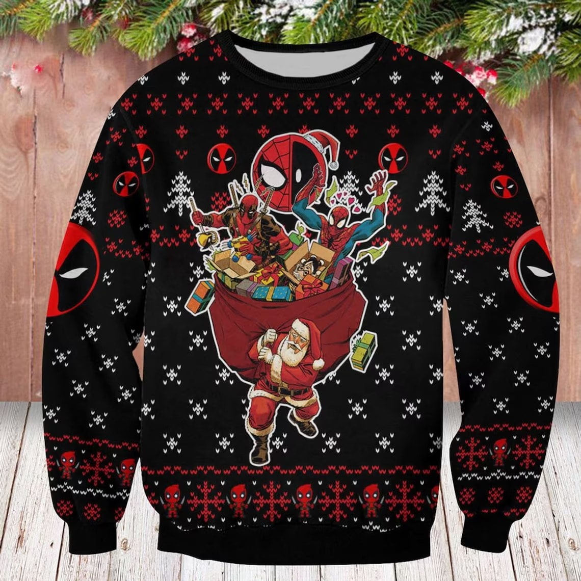 Deadpool Spider Man Christmas Sweater