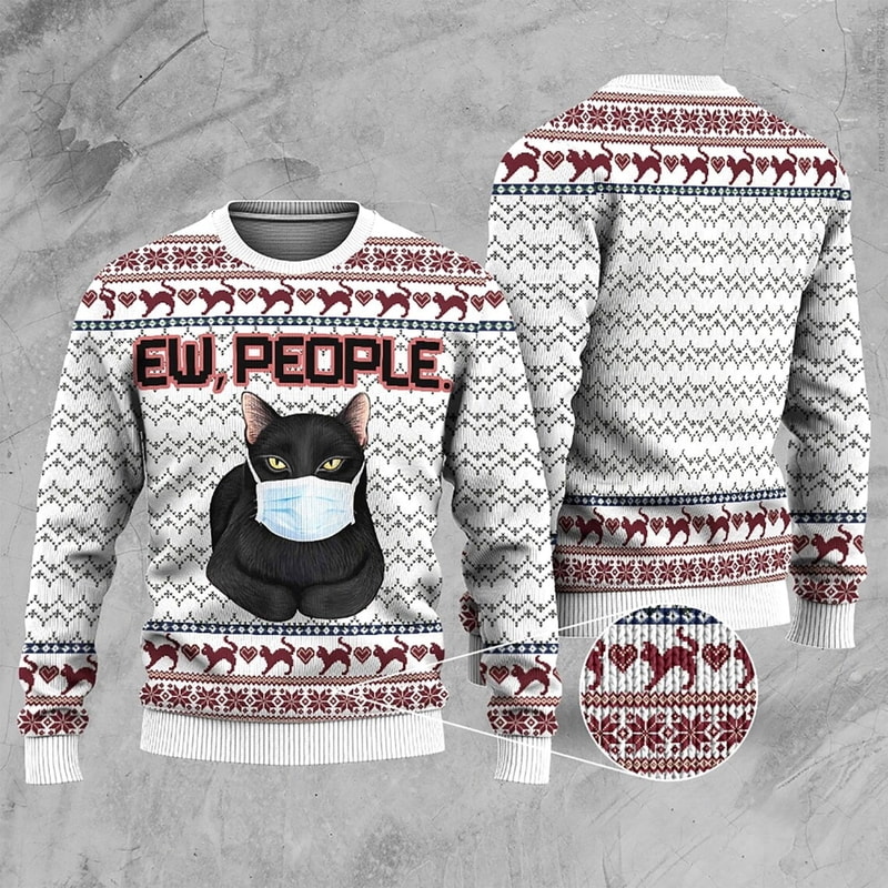 Cat Ew People Ugly Christmas Sweater
