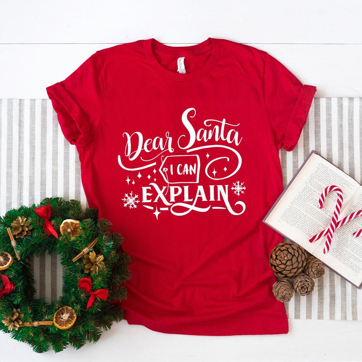 Dear Santa I Can Explain T-Shirt, Funny Christmas Tshirt, Christmas Party Shirt, Santa Claus Shirt, Christmas Holiday Tee, Funny Winter Tee