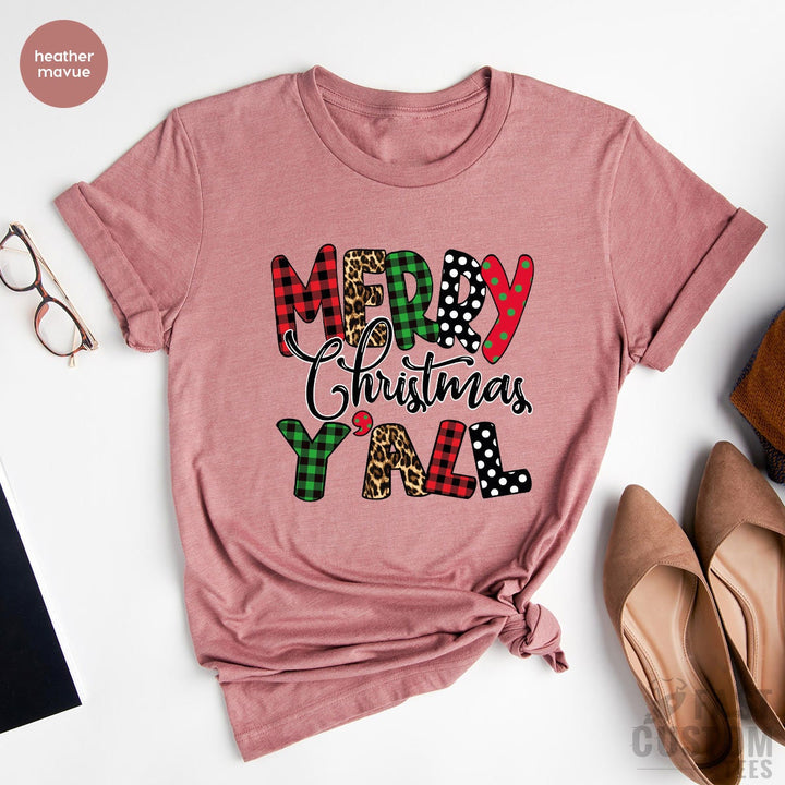 Christmas Tree T-shirt, Christmas Y'all T-Shirt, Women Christmas Gift, Merry Shirt, Cute Christmas Tee