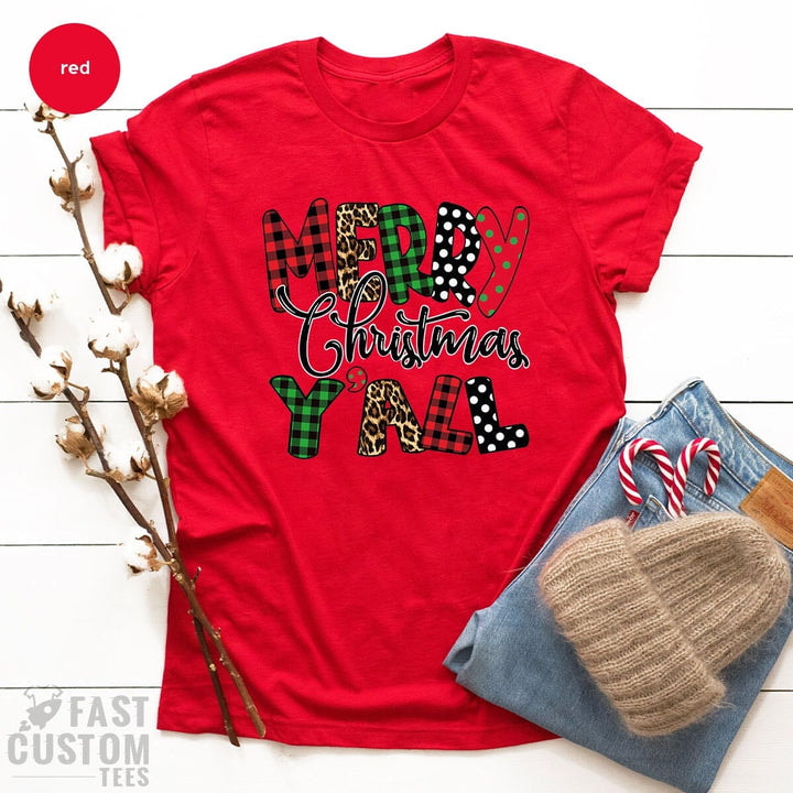 Christmas Tree T-shirt, Christmas Y'all T-Shirt, Women Christmas Gift, Merry Shirt, Cute Christmas Tee