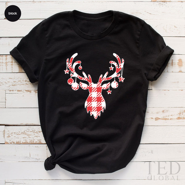 Cute Christmas Pajamas Deer T-Shirt, Family Christmas T Shirt, Holiday Shirts, Happy Winter Shirt, Reindeer Face TShirt, Gift For Christmas