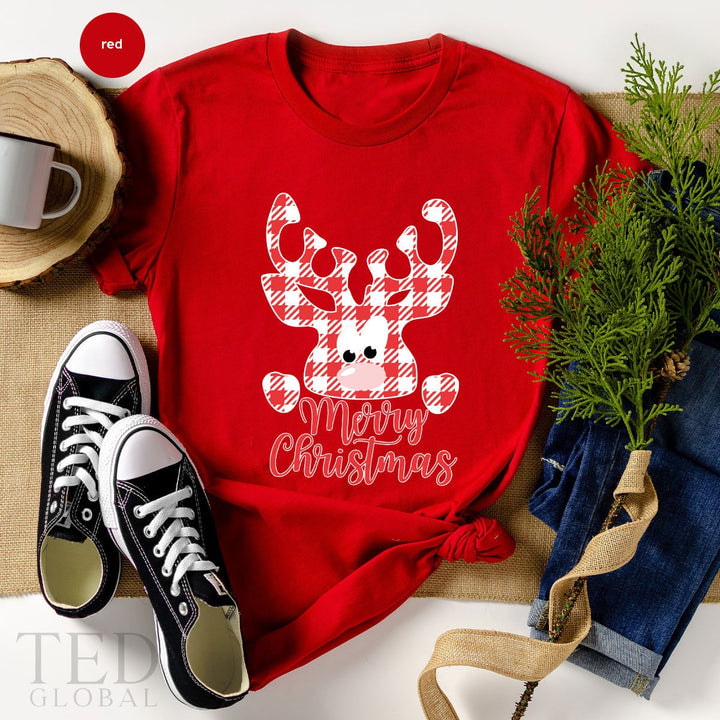 Cute Merry Noel Reindeer T-Shirt, Reindeer Family T Shirt, Funny Pajamas Shirts, Happy Winter Shirt, Xmas TShirt, Gift For Christmas
