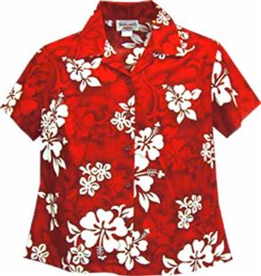 White Hibiscus Red Hawaiian Shirt