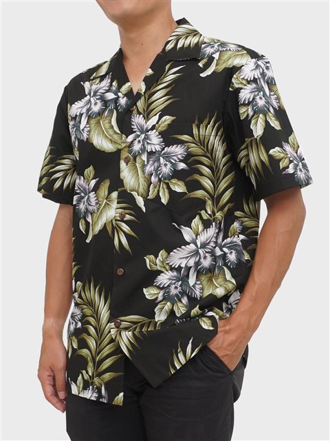 Orchids Black Hawaiian Shirt
