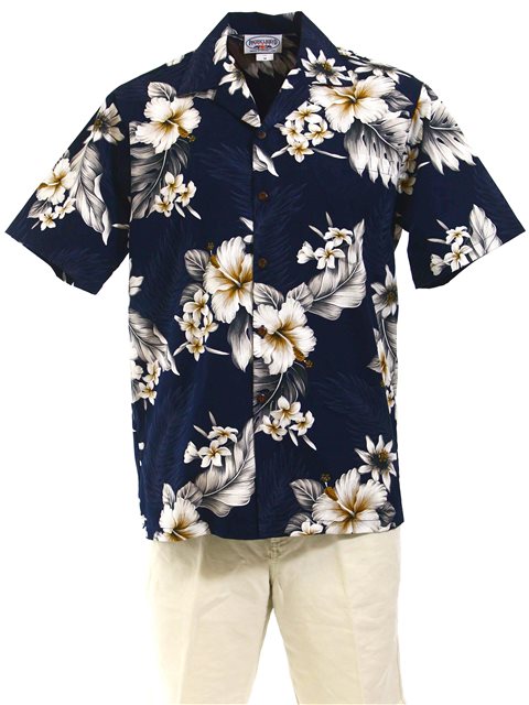 Hibiscus Navy Hawaiian Shirt