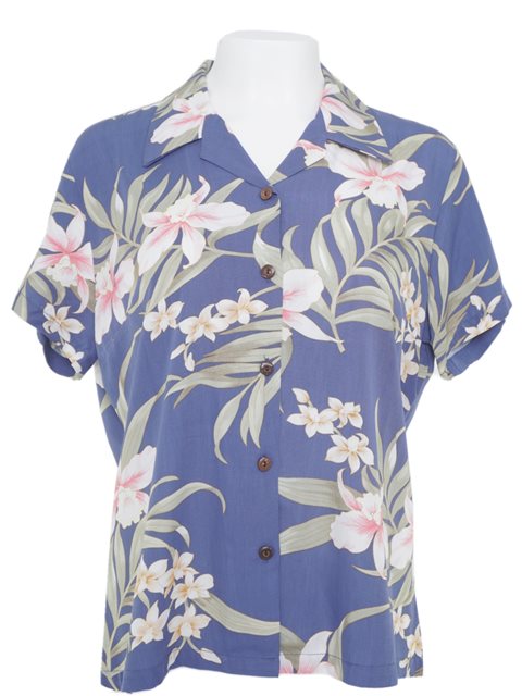 Pali Orchid Blue Hawaiian Shirt