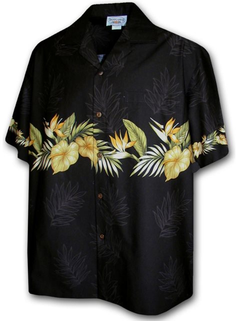 Anthurium Black Hawaiian Shirt