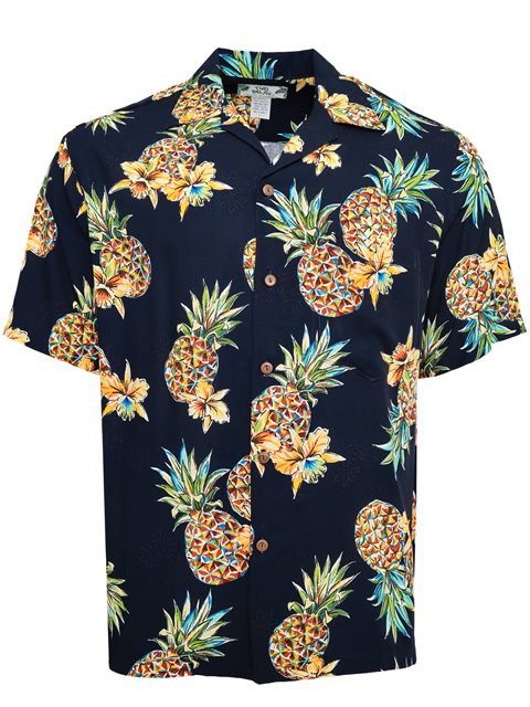 Golden Pineapple Navy Hawaiian Shirt