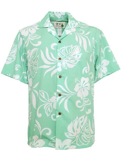 Classic Hibiscus Green Hawaiian Shirt