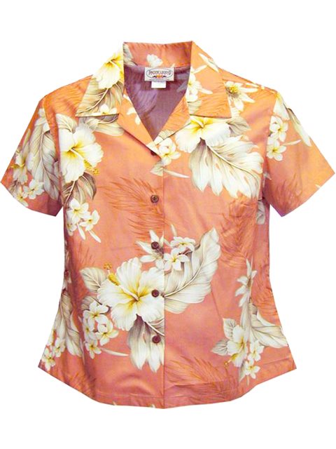 Hibiscus Peach Hawaiian Shirt